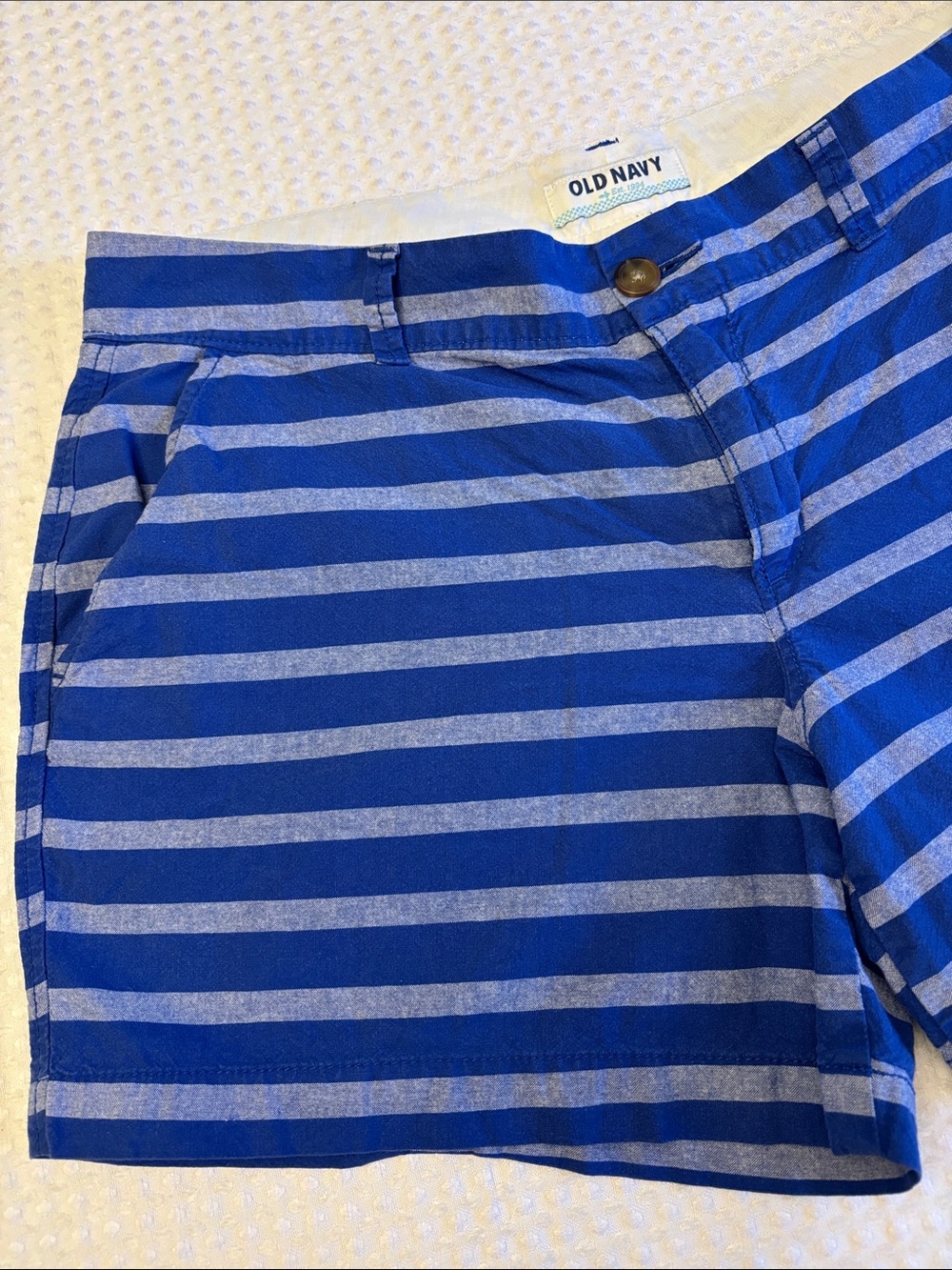 Old Navy Size 10 Royal & Light Blue Striped Shorts Classic Chino Preppy